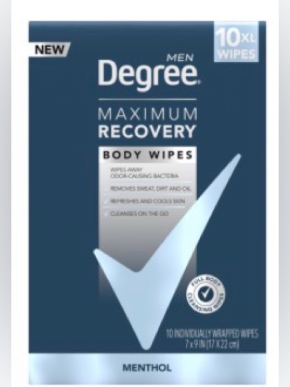 Degree Men, Maximum Recovery Body Wipes, Menthol NWT